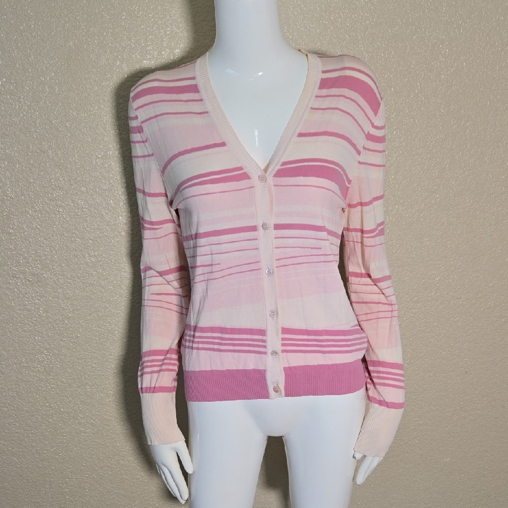 Escada Pink Striped Cardigan